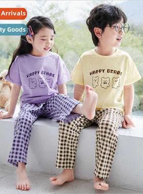 Middle school older children twoPCS home su boys girls loose