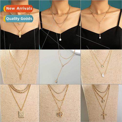 Fashion inlaid rhinestone claw chain necklace retro punk mul