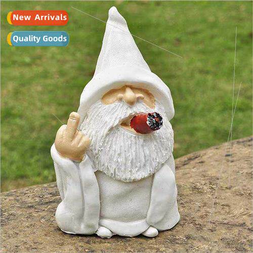Garden Smoking Dwarf Patio Ornament Gnome Set Statue Whe Bea图片