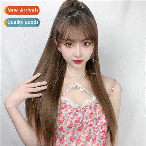 Double Ponytail Wig Women Long Hair Invisible Breathable Gri