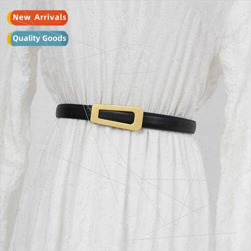Classic matte smooth buckle leather wide cowhide belt decora