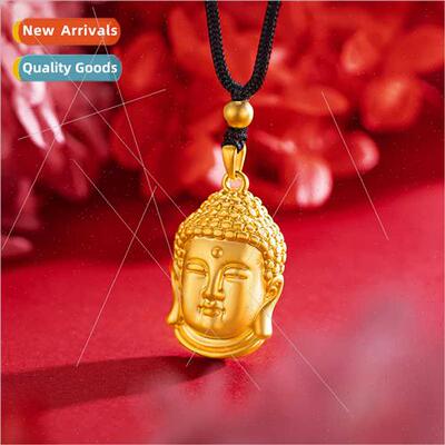 New 24K frosted Buddha head necklace men women imation 3D ha