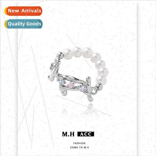 Oracle Color Zirconia Rabb Pearl Ring Women che Sweet Cool I