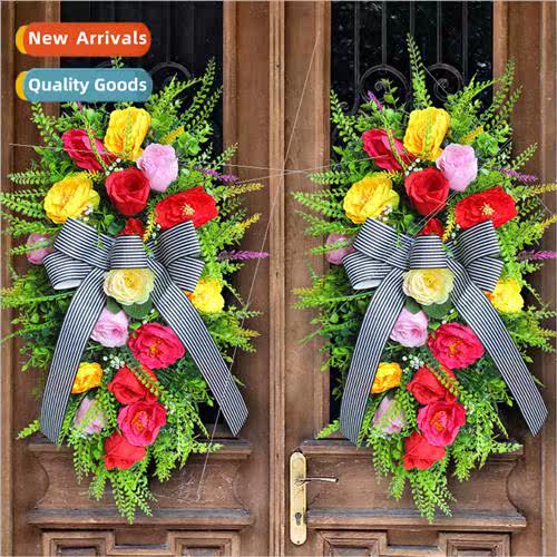 New simulation flowers door hanging wreath creative large bo