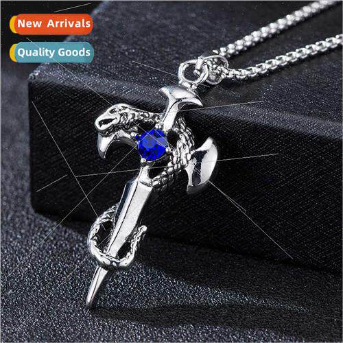 Star Retro Coil Snake Sword Cross Necklace Creative Alloy Je