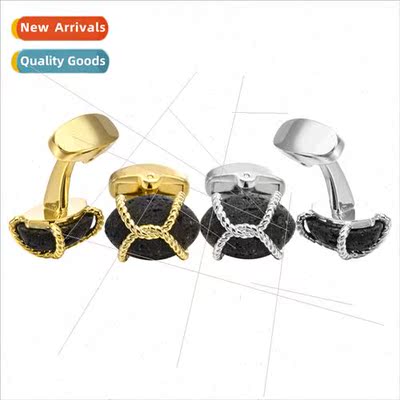 men su shirt French natural volcanic stone cufflinks inlaid