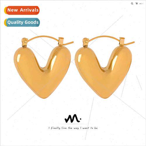 Korea new irregular love heart tanium steel gold-plated simp