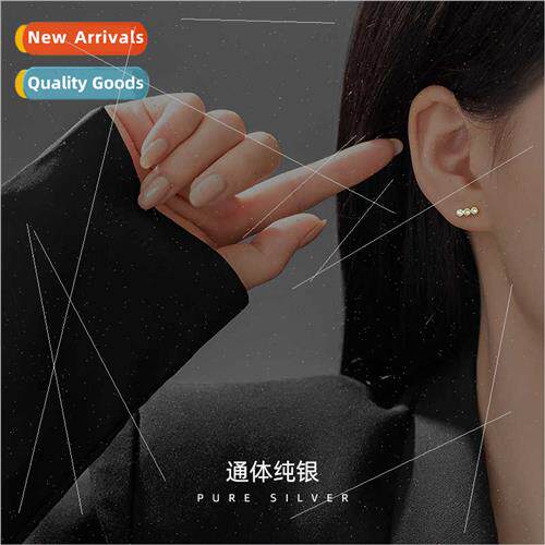 925 silver Koreathree diamond mini earrings female simple ve