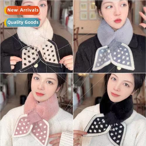 Korean  otter rabb plush scarf female fall winter warm cross