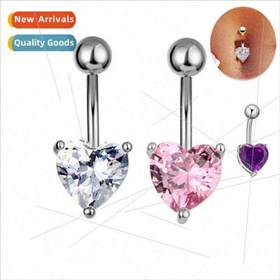 Europe Heart Zirconia Basic Belly Button Ring Belly Button N