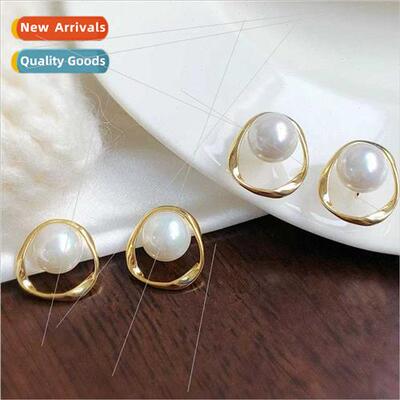 French vintage pearl earrings适用women French niche earrings