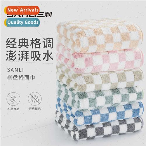 Towel Checkerboard Towel Bath Towel Coral Flannel Square Tow