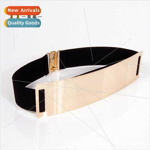 Bright Gold Plated Europe Sequin Mirror Metal Belt Women Ela