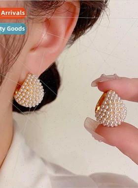 plating high-end simple metal pearl earrings female Korea ea