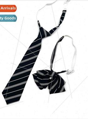 Spring new ageing Korean college unim jk black striped tie f