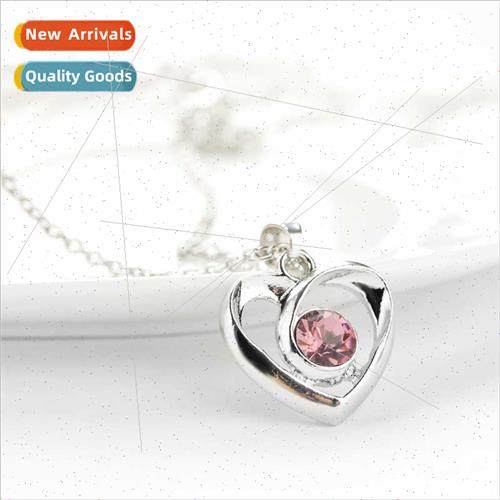 Europe new women fashion simple necklace hollow heart diamon