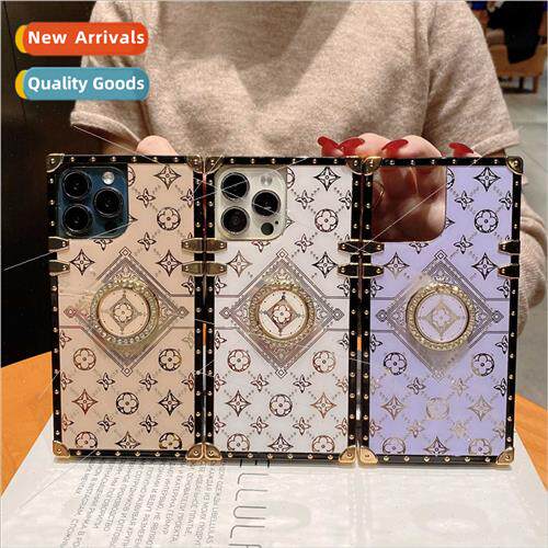 适用iPhone 14 diamond quadrangle flower 13promax phone case