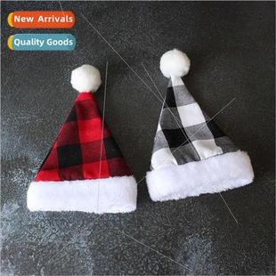 Plaid Hat Model Plush Decoration Pet Party Christmas