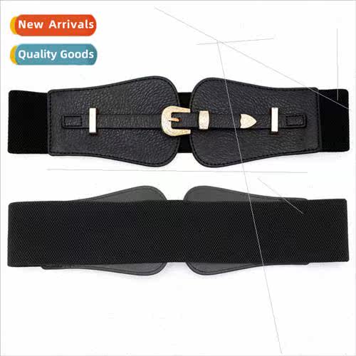 Black Elastic Waistband Women Decorative Belt Coat Waistband