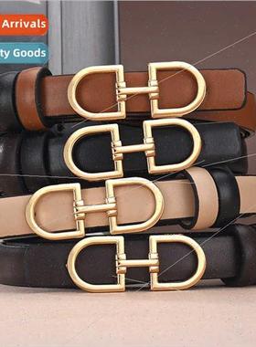 Double D buckle belt ladies thin belt both sides fashion Sli