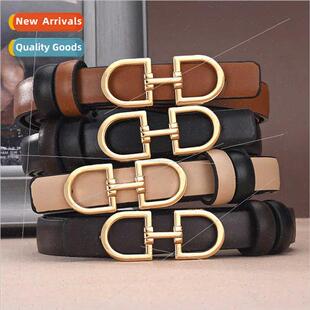 Double D buckle belt ladies thin belt both sides fashion Sli