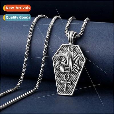Europe Men Vintage Necklace Egyptian Anubis Hieroglyphics Pe