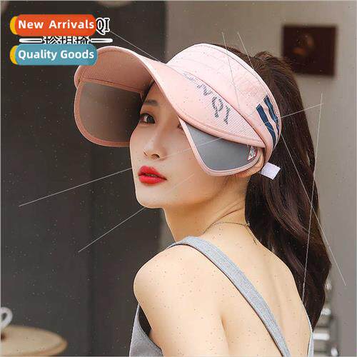 Summer extended brim sunscreen hollow top hat wider retracta