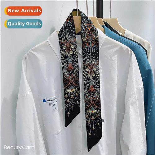 Retro ethnic small silk scarf female spring summer thin narr