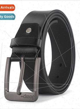 JEErPink Leather Men Pin Buckle Belt Casual Mens 2 Layer Cow