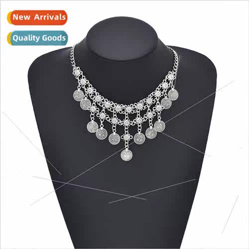Necklace Vintage Alloy Coin Tassel Necklace Headdress Dual P