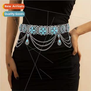 bohemian chain inlaid rhinestone eth Europe waist body