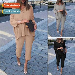 linen casual women waist cotton elastic 2023 comtable