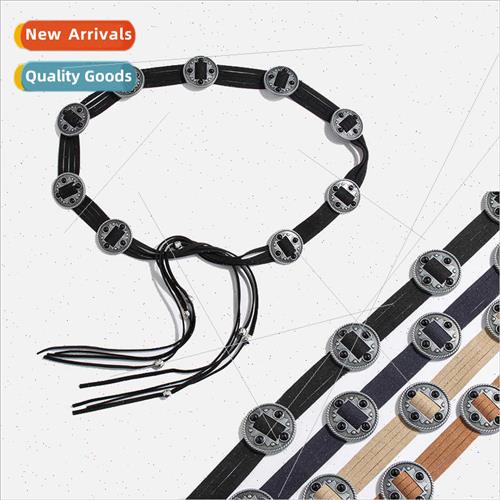 New western inlaid beads vintage accessories belt round bohe