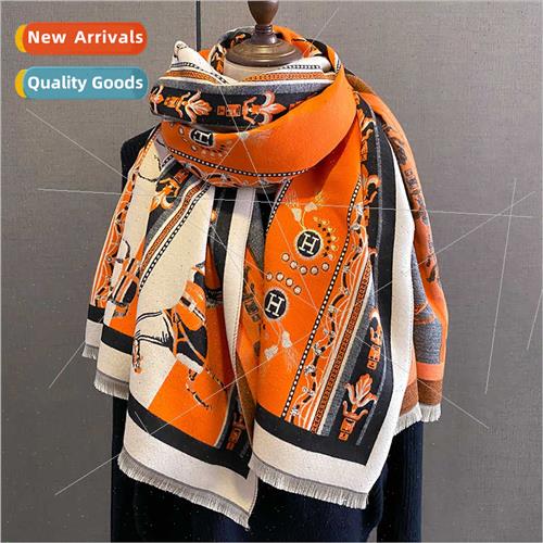 2023 new pony fall winter faux cashmere warm scarf female du