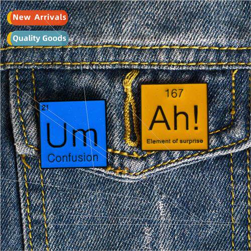 Creative Enamel Cycle Element Pin AH UM Surprise Phrase Funn