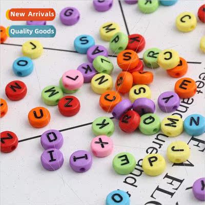 Round Flat Alphabet Beads Acrylic DIY Kids Beading Hair Rope