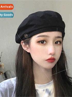 Beret female spring summer versatile black ins octagonal hat