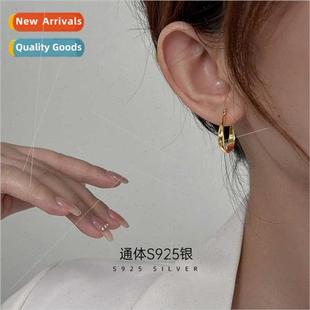 earrings female new S925 fall vein silver circle winter geom