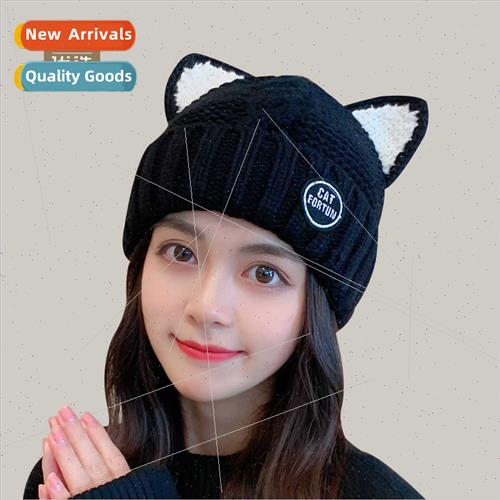 Hailan preferred show face kten ears knted wool cap female f