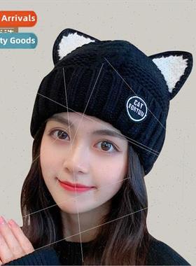 Hailan preferred show face kten ears knted wool cap female f