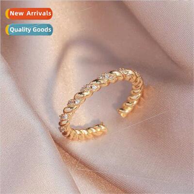 Braided twist open ring female niche index finger finger rin