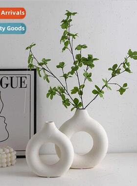 mple Cream Circle Ceramic Vase Soft Decoration Home Matching