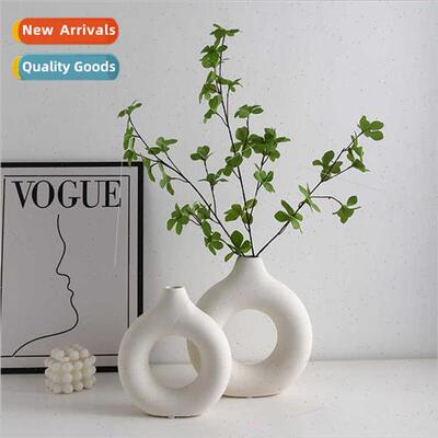 mple Cream Circle Ceramic Vase Soft Decoration Home Matching