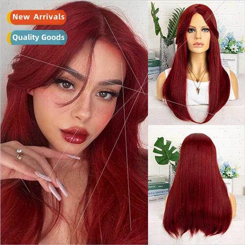 Wig Europe Women Fashion Chemical Fiber Head Covers Wine Red