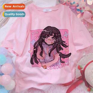 Kawaii Anime Graphic Print T-shirt Women Harajuku Aesthetic