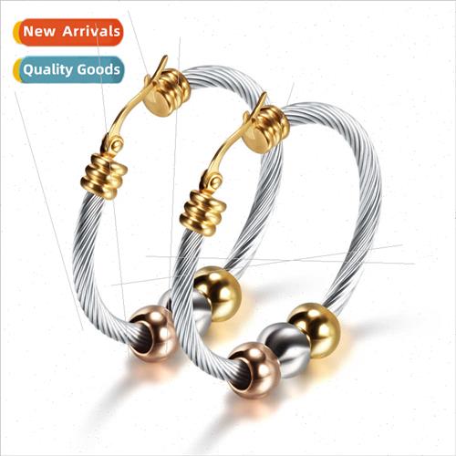 Korea fashion new simple three-color beads female round cabl
