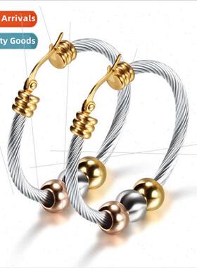 Korea fashion new simple three-color beads female round cabl