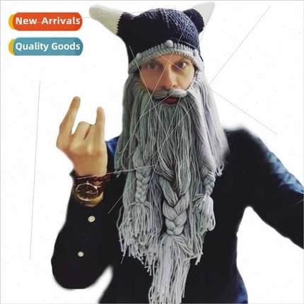 Spooky Handmade Long Beard Viking Hat Woolen Bearded Pirate