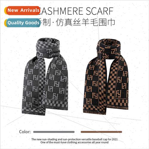 2023 new faux wool scarf women men women couple  classic war