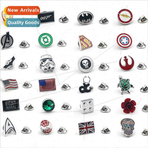 Fashion Superhero Crystal Building Blocks Men Su Brooch Lape